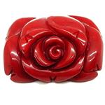 El Coral Corallo Rosso Incisione a Fiore 25X33mm. h.12mm. Peso 13,5gr. 