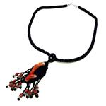Coralli di Sardegna Necklace Sardinian Coral Branch and Tubes with Stones and Thick Thread