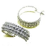 El Coral Hoop Earrings Silver Filigree Points, 8mm Width, 23mm diameter