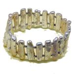 El Coral Bracciale Perle colore Champan 6x10 mm e pallini argentati elastica