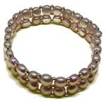El Coral Bracelet Pink Pearls in 2 Stripes, elastic