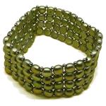 El Coral Bracelet Green Pearls in 4 Stripes, elastic