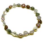 El Coral Bracciale Perle Multicolor 6mm. e Pallini Argentati Elastico Lunghezza 19cm. Peso 5,7gr.