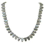 El Coral Necklace White Flat Arrow Shape and Silvered Balls, 43gr Weight