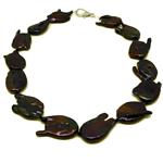 El Coral Necklace Black Baroque Keshi Flat Pearls 18/20mm, 70gr Weight