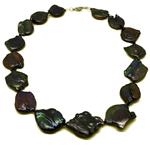 El Coral Necklace Black Baroque Keshi Flat Pearls 20/25mm, 83gr Weight