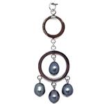 El Coral Pendant 4 Dark Grey Pearls and 2 Silver Circles