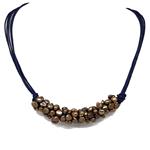 El Coral Necklace Brown Pearls with Blue Thread, 43cm Length