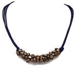 El Coral Collar Perlas Marrones con Hilo Azul, 43cm Longitud