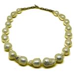 El Coral Collar Perlas Blancas Barrocas en Forma de Pera, 90gr de Peso