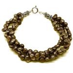 El Coral Bracciale Perle Bronzo 7mm. 3 Fili Chiusura Argentata Lunghezza 20cm. Peso 24gr.
