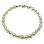 El Coral Bracelet White Button Oval Pearls 5/6mm