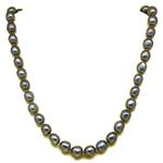 El Coral Necklace Light Grey Baroque Round Pearls 9mm, 45cm Length