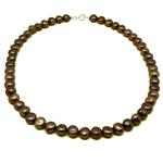 El Coral Necklace Brown Baroque Button Pearls 8.5mm, 43cm Length