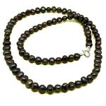 El Coral Necklace Black Button Pearls 8mm, 62cm Length