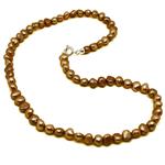 El Coral Necklace Golden Button Pearls 7mm, 42cm Length