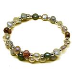 El Coral Bracelet Multicolor Pearls, Silvered Balls and Steel Spring