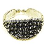 Coralli di Sardegna Ring Old Silver Filigree Oval 13x20mm, Dotted Edge, Adjustable