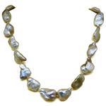 El Coral Necklace Flat Baroque Keshi Pearls with Irregular Colour, 50cm Length