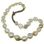 El Coral Collar Perlas Blancas Akoya con Dorado 12mm, 53cm Longitud