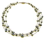 El Coral Collana Perle 5mm. Celeste 5 Fili Acciaio Lunghezza 45cm. Peso 14gr. 