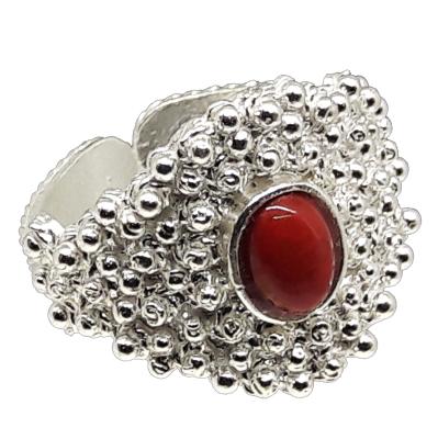Red Coral ring silver