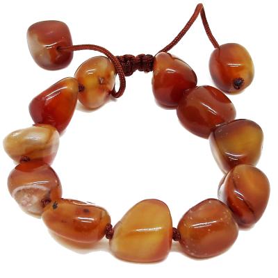 Bracciale Corniola con sassi irregolari e corda 