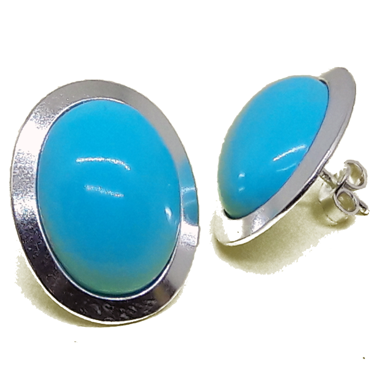 Orecchini turchesi con bordo argento