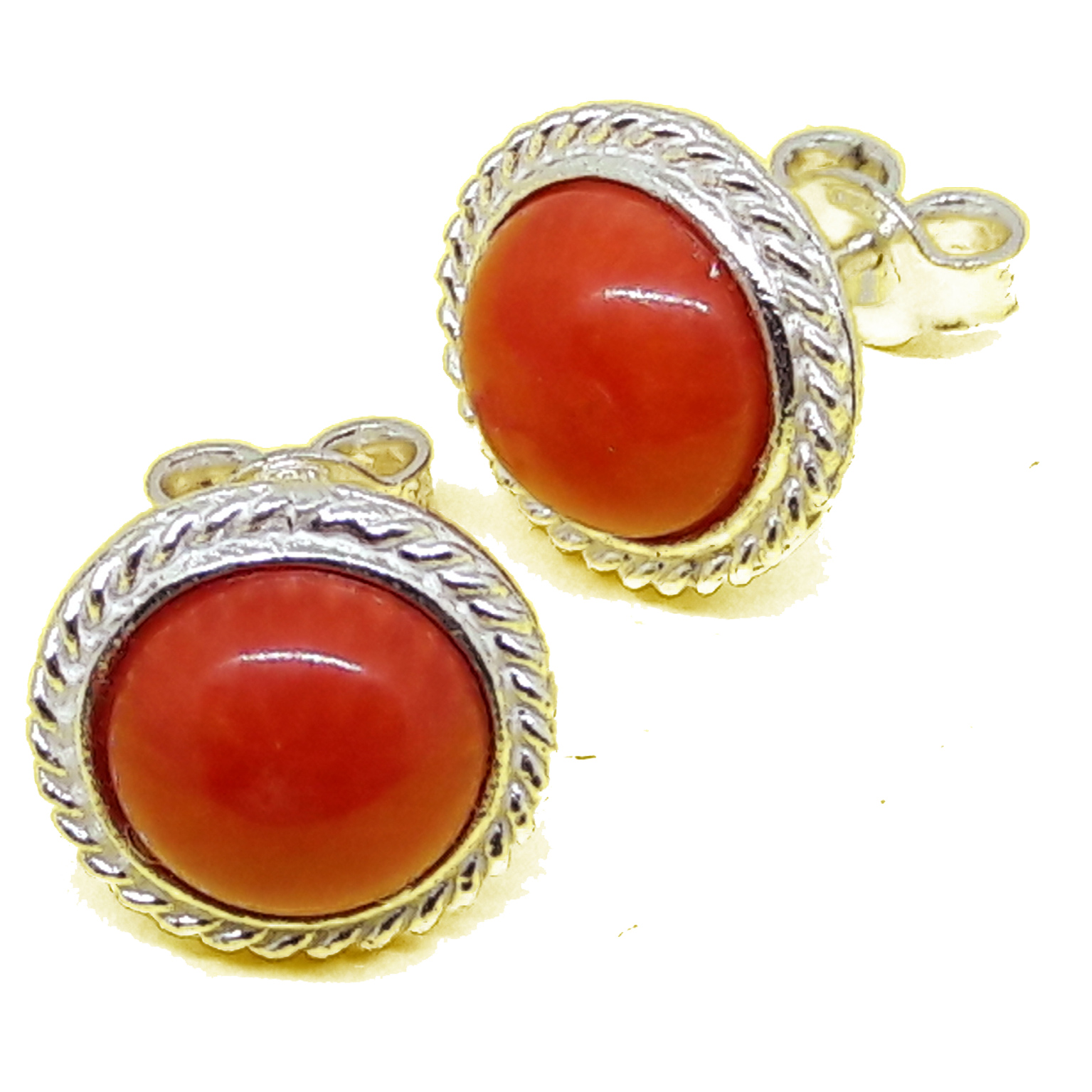 Orecchini in filigrana d'argento con cabochon tondo