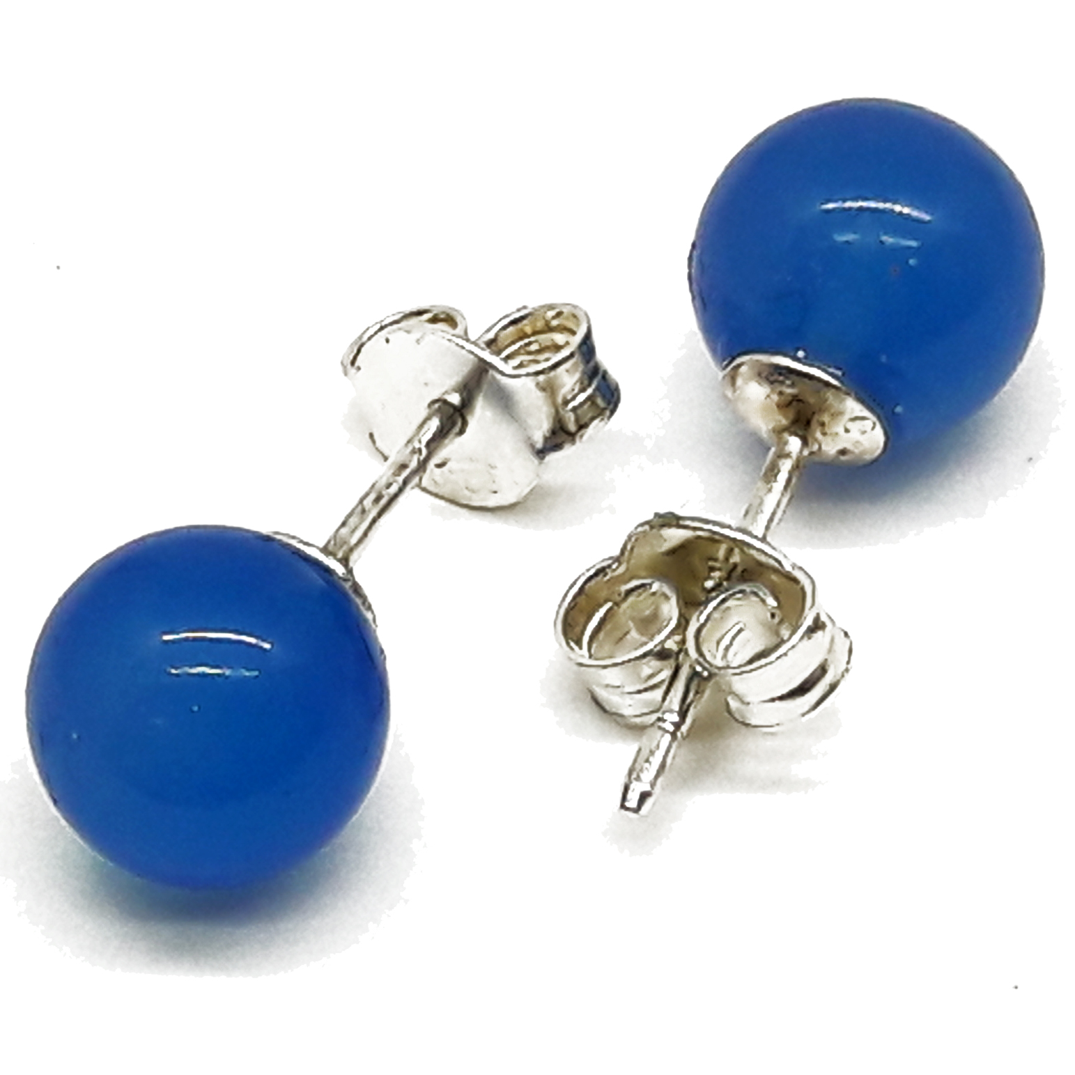 Orecchini in agata blu con perle da 8 mm